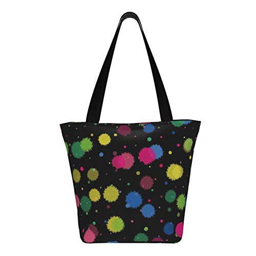 La tinta brillante borra la bolsa de asas de la lona de las mujeres para el supermercado, bolso de compras, asas largas lavables