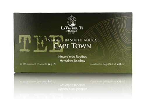 La Via del Te Cape Town, Té Rooibos Aromatizado - 20 Bolsitas Biodegradables - Peso Neto 50gr