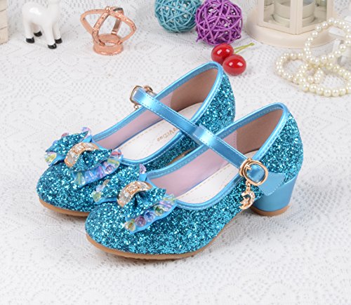 La Vogue Zapatos Zapatilla con Lentejuela Para Niña Princesa Fiesta Azul 33/Longitud Interior 21CM
