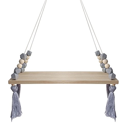 laamei Estante Flotante de Pared, Baldas Flotante de Madera de Estilo Nórdico con Cuentas Oscilante y Borlas Tablero Swing Ornament Decoración de Habitación de Niños o Bebés