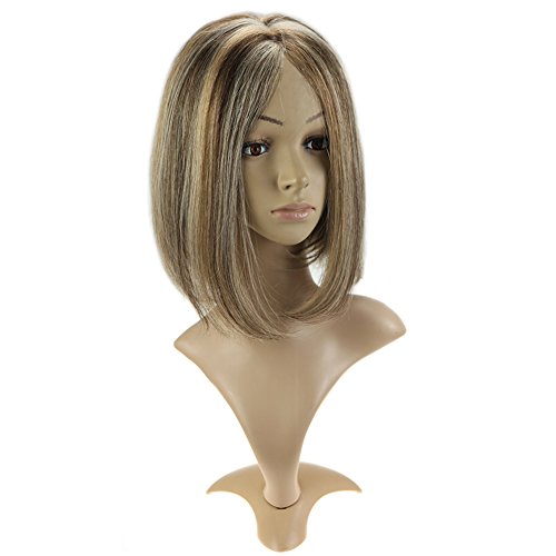 LaaVoo 12" Highlights Front Lace Cabello Natural Pelucas Parte Libre Bob Wigs para Cueros Cabelludos Sensibles 130% de Densidad