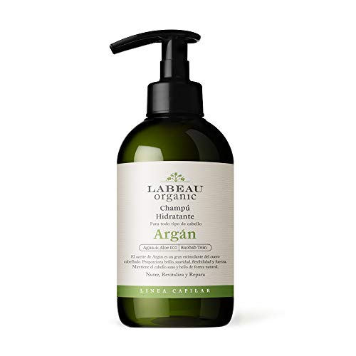 Labeau Organic Champú hidratante con Aceite de Argán 500 ml | Champú sin sulfatos, siliconas o parbenos