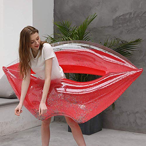 Labios inflable Lentejuelas colchón de aire, juguetes flotador de agua de fiesta en la piscina for adultos de los niños del anillo del círculo Playa Piscina Boca con el índice de inflación, Rojo kyman