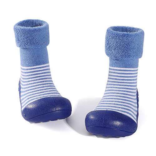 LACOFIA Zapatos de Calcetines Antideslizante de bebé niñas niños Botas de calcetín con Suela de Goma para bebé Unisex Azul 19/19.5