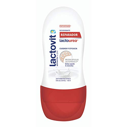 Lactovit - Desodorante Roll On Reparador Eficaz LactoUrea Protección Inteligente, 0% de Alcohol, Anti-Irritaciones y 48H de Eficacia - 50 ml