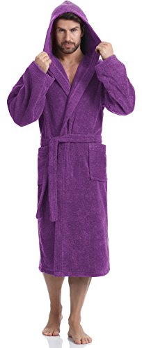 Ladeheid Albornoz de Baño 100% Algodón Ropa de Casa Hombre LA40-101(Morado Oscuro (D05), L)