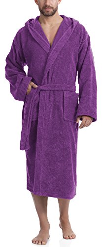 Ladeheid Albornoz de Baño 100% Algodón Ropa de Casa Hombre LA40-101(Morado Oscuro (D05), L)