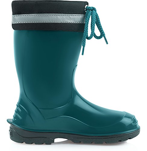 Ladeheid Botas Antideslizantes Unisex Niños Niñas LA-972 (Verde Oscuro/Negro, 20 EU)