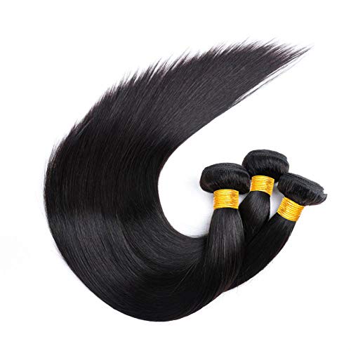 Ladiary pelo natural humano pelo natural humano liso 3 paquetes extensiones de cabello natural Total 300g 18 20 22 pulgadas