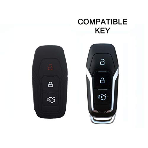 Lage [y] Funda de silicona para mando a distancia Ford (ver compatibilidad en las Fotos) 3 Botones para los modelos PUR Focus KA b-max Edge Fiesta Galaxy Mustang S-Max (Negro)