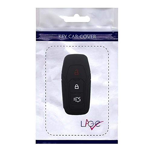 Lage [y] Funda de silicona para mando a distancia Ford (ver compatibilidad en las Fotos) 3 Botones para los modelos PUR Focus KA b-max Edge Fiesta Galaxy Mustang S-Max (Negro)