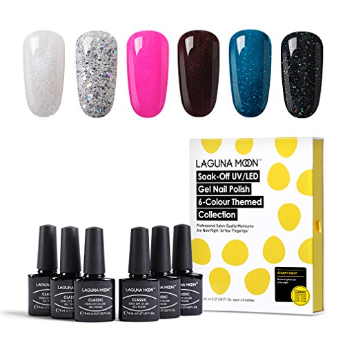 Lagunamoon Esmaltes de Uñas, Esmaltes de Gel Uñas UV LED, 6pcs Kit de Esmaltes Semipermanentes para Uñas, Set de Regalo de Uñas de Gel de Colores, Pintauñas para Manucira Profesional - 005