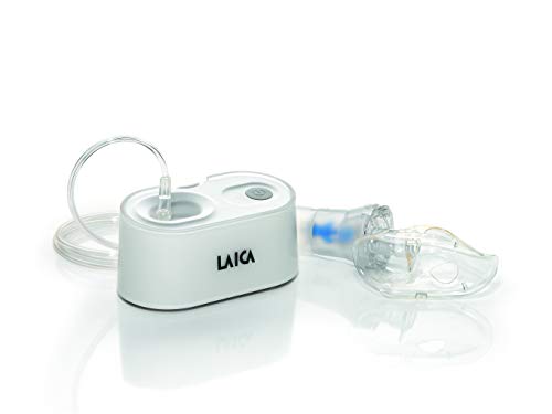 Laica NE3003 Nebulizador de pistón portátil, válido para adultos y niños, muy pequeño y silencioso, color blanco