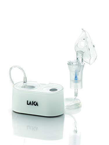 Laica NE3003 Nebulizador de pistón portátil, válido para adultos y niños, muy pequeño y silencioso, color blanco