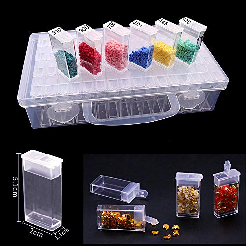 LAKIND Caja Organizadora de 64 Rejillas, Caja Almacenamiento Caja de Bordado de diamantes caja de almacenamiento para accesorios de pintura, joyería, accesorios de uñas