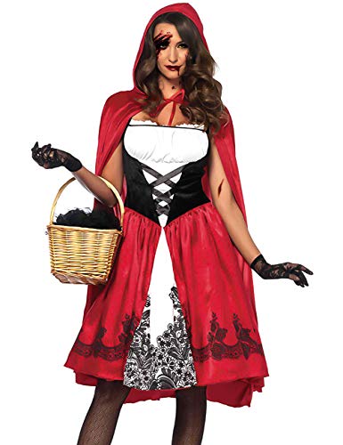 LaLaAreal - Disfraz clásico de Caperucita Roja para mujer, vestido rojo y capa con capucha