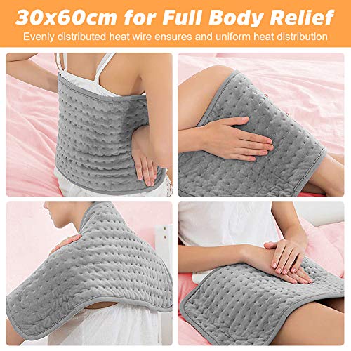 Laluztop Mantas Elèctricas Almohadilla Térmica, Calienta Rapida, 6 Niveles de Temp,4 Temporizadores, Cinta Ajustable, Superficie Suave para Lumbares, Espalda, Hombros, Abdome (60 x 30 cm)