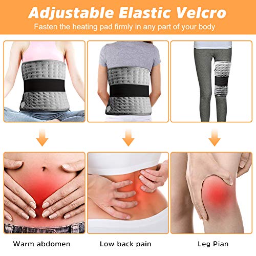 Laluztop Mantas Elèctricas Almohadilla Térmica, Calienta Rapida, 6 Niveles de Temp,4 Temporizadores, Cinta Ajustable, Superficie Suave para Lumbares, Espalda, Hombros, Abdome (60 x 30 cm)