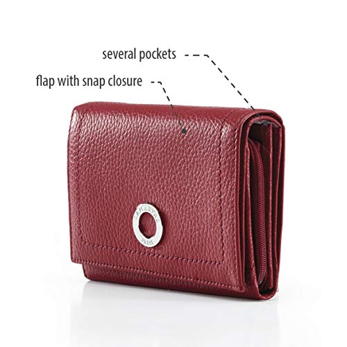 LAMARTHE PARIS - Cartera elegante, cuero, para las mujeres, con mucho espacio para las tarjetas, de color rojo