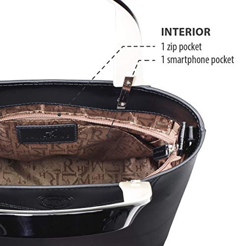 Lamarthe Portofino - Bolso de mano, Negro (Negro ), (L) 25 x (H) 23 x (P) 12 cm