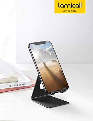 Lamicall Soporte Móvil, Soporte Teléfono : Soporte Dock Base para Teléfono e Smartphones para Phone XS XS MAX XR X 8 7 6 Plus 5 4, Nintendo Switch, Samsung S8 S7, Huawei, Otras Smartphones - Negro