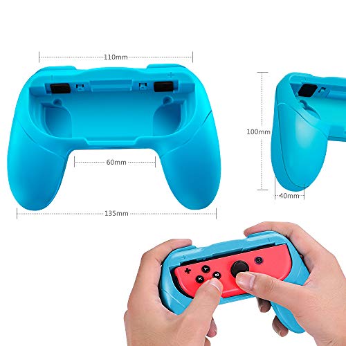 Lammcou Mandos para Switch Empuñaduras Controlador de Joy-con para Mario Kart,Super Mario Odyssey,Just Dance 2018,Fifa 18 Handle Kits para NS Switch Juego,Rojo & Azul(2-pack,Red and Blue)