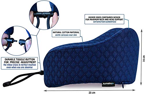 lamp Viaje Suave Almohada de Espuma de Memoria óptima NeckHead y Soporte de Hombro,Blue
