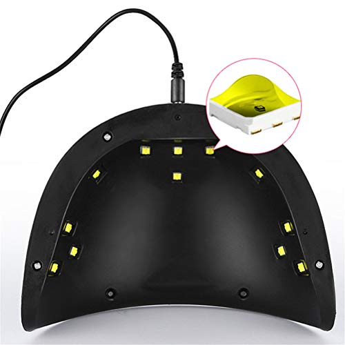 Lámpara 12 LED Uñas,36W Secador UV de Uñas con Temporizador Pantalla LCD, Juego de Belleza del Uñas Profesional de 30s, 60s y 90s