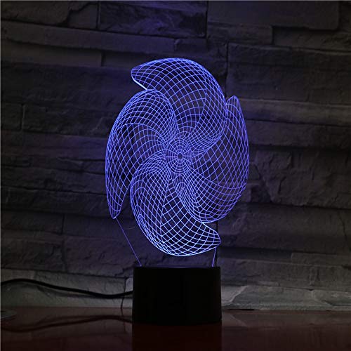 lampara 3D Pared Molino de Viento Que Brilla intensamente 7 Cambios de Color Interruptor táctil y Remoto Navidad