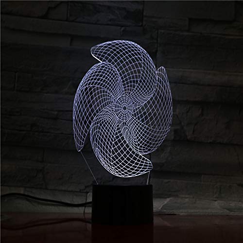 lampara 3D Pared Molino de Viento Que Brilla intensamente 7 Cambios de Color Interruptor táctil y Remoto Navidad