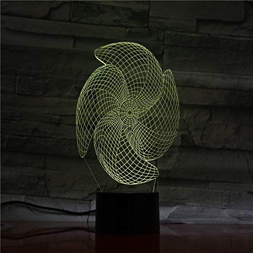 lampara 3D Pared Molino de Viento Que Brilla intensamente 7 Cambios de Color Interruptor táctil y Remoto Navidad
