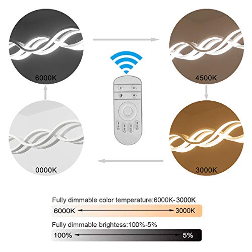 Lámpara colgante LED,Lámpara de techo, Aluminio y PMMA Lámparas de araña moderna,LIUSUN LIULU® ajustable LED Lámpara de salón,Iluminación de techo 3000k-6000k,Regulable,60W