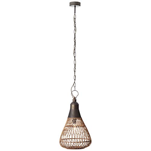 Lámpara colgante Nature, 1 bombilla E27 máx. 60 W de metal/ratán en color marrón claro.