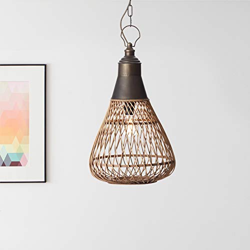 Lámpara colgante Nature, 1 bombilla E27 máx. 60 W de metal/ratán en color marrón claro.