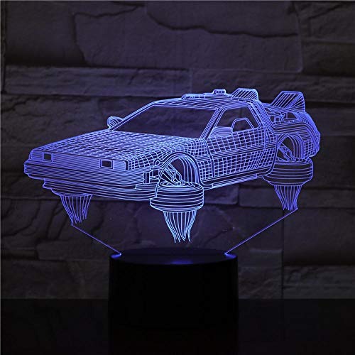 Lámpara de ilusión 3D Luz de noche LED Regreso al futuro Vehículo Vehículo Nuevo regalo para fanáticos del cine Atmósfera brillante