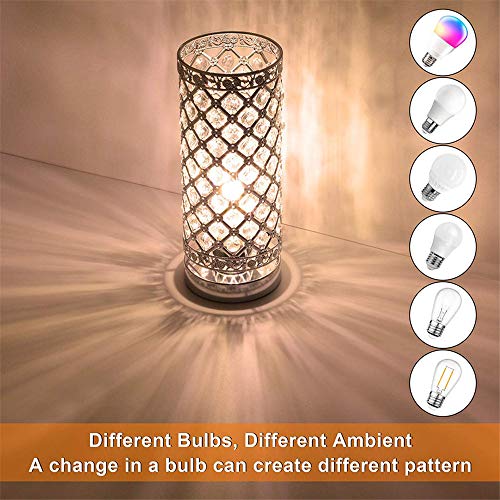 Lámpara de Mesa de Cristal, Plata E27 Base Decorativo Lámpara de Escritorio, Lámpara de Noche, diseño moderno Perfecto para Hogar, Dormitorio, Sala de Estar, Cafetería