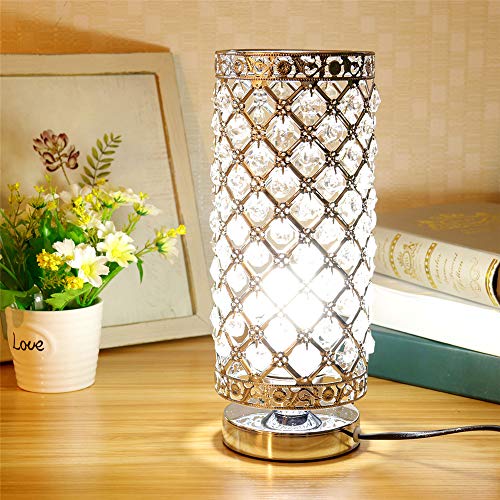 Lámpara de Mesa de Cristal, Plata E27 Base Decorativo Lámpara de Escritorio, Lámpara de Noche, diseño moderno Perfecto para Hogar, Dormitorio, Sala de Estar, Cafetería