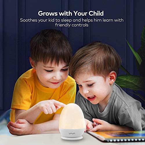 Lámpara de Mesa VAVA, Luz Nocturna Infantil Lámpara de Mesilla de Noche, Control Táctil, Modo Nightlight, Temporizador, Base de Carga Separada, Brillo y Color Ajustables, Impermeable, 200 Horas