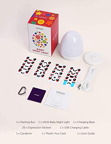 Lámpara de Mesa VAVA, Luz Nocturna Infantil Lámpara de Mesilla de Noche, Control Táctil, Modo Nightlight, Temporizador, Base de Carga Separada, Brillo y Color Ajustables, Impermeable, 200 Horas