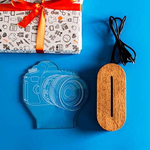 Lámpara de noche en forma de cámara digital 3D, ilusión 3D, lámpara de noche con diseño de cámara genial, acrílico lámpara de escritorio regalo para los amantes de la fotografía.