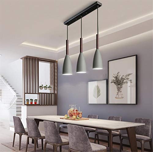 Lámpara de techo para comedor, 3 focos, con casquillo E27, lámpara de mesa de comedor, lámpara de techo de tres focos, lámpara de techo para comedor, altura regulable 120 cm