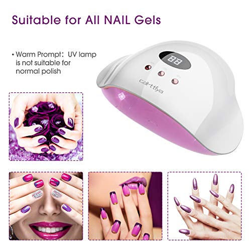 Lámpara Secador de Uñas 36W para Gel de Uñas Semipermanentes y Permanentes, Carttiya Lampara Led para Uñas, Lamparas UV para Uñas de Gel, con Sensor Automático y Pantalla LCD para Manicura y Pedicura