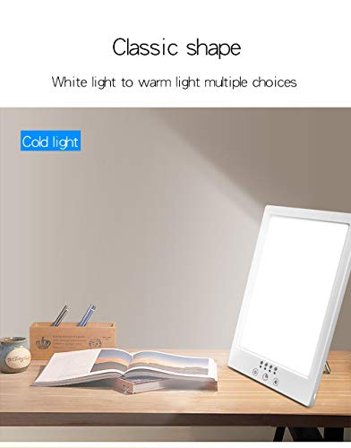 Lámparas con luz natural,Lámpara de terapia de luz, con luz blanca brillante y luz cálida, brillo ajustable 12000 LUX, sin UV, Lámpara de mesa de luz natural
