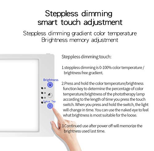 Lámparas con luz natural,Lámpara de terapia de luz, con luz blanca brillante y luz cálida, brillo ajustable 12000 LUX, sin UV, Lámpara de mesa de luz natural