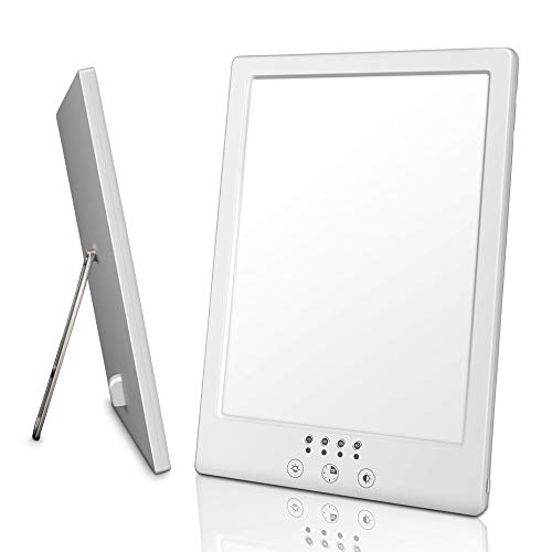 Lámparas con luz natural,Lámpara de terapia de luz, con luz blanca brillante y luz cálida, brillo ajustable 12000 LUX, sin UV, Lámpara de mesa de luz natural