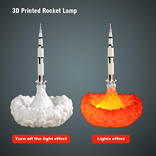 Lámparas de naves espaciales de impresión 3D con USB,recargable,luz nocturna,simulación de lanzamiento,llama,festivales,ideas de regalo para amantes del espacio, niños y adolescentes Cohete, 8.3 inch
