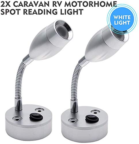 Lampe de lecture intérieure à LED pour caravane - Spot pour camping-car / camping-car / bateau, 12 V, paquet de 2, lumière blanche