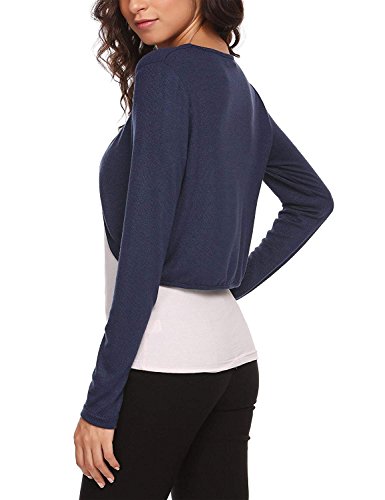 L'ananas 2018 Mujeres Azul Oscuro Hueco Suelto Protector del Aire Acondicionado Escudo Manga Larga Rebeca (CN-XL/EU-38, Azul Oscuro)