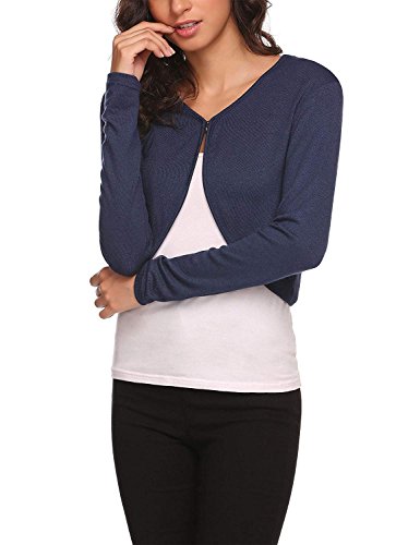 L'ananas 2018 Mujeres Azul Oscuro Hueco Suelto Protector del Aire Acondicionado Escudo Manga Larga Rebeca (CN-XL/EU-38, Azul Oscuro)