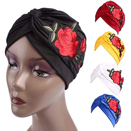 Lanceyy Gorra Damas Maquillaje Indio Tejido De Poliéster Turbante Sombrero Sencillos Abrigo Hijib Amarillo Azul Marino Beige con Bordado Apliques Estilo (Color : Marine, Size : One Size)